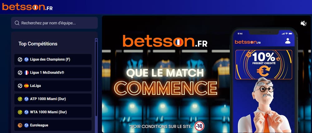 nouveau meilleur site de paris sportifs en France Betsson